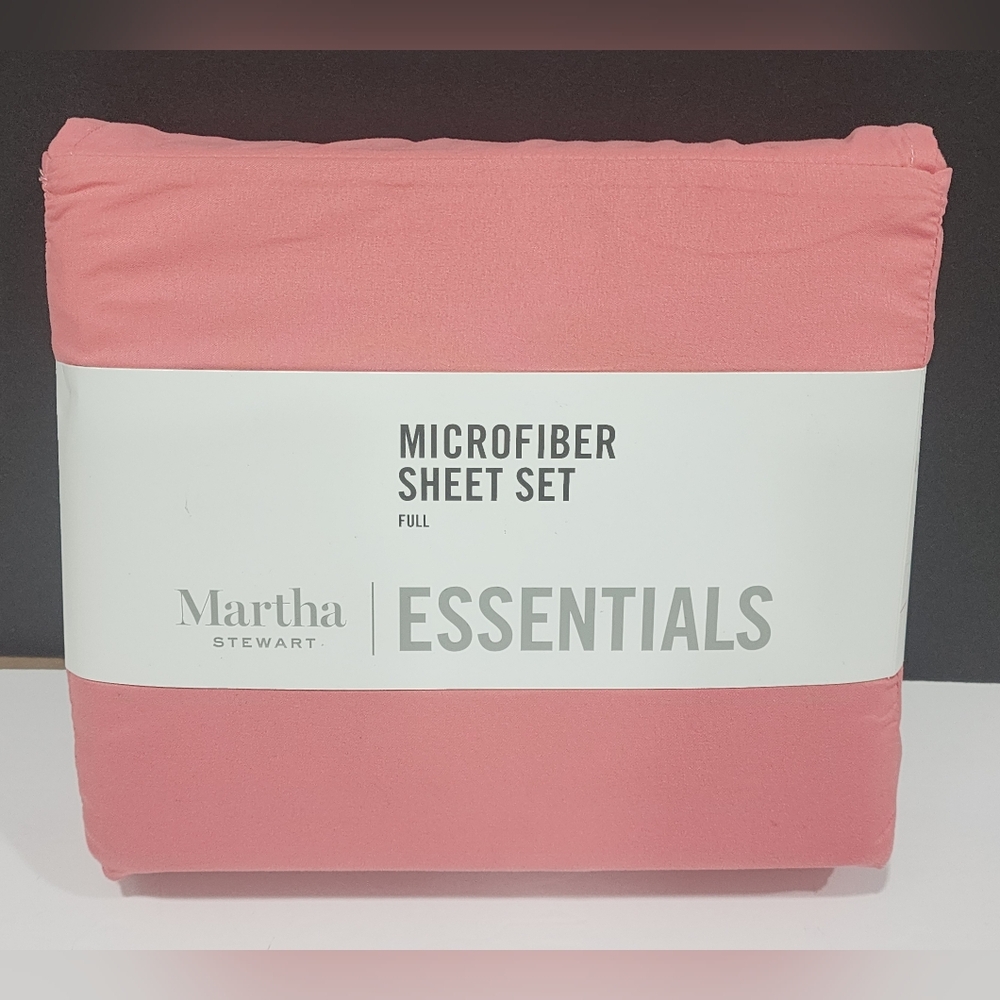 Martha Stewart Essentials Microfiber 4 piece Sheet Set Full Pink Rose New